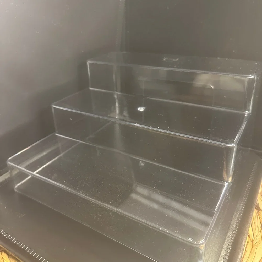 The Home Edit 3-Tier Clear Plastic Shelf Riser Organizer Pantry Vanity Makeup